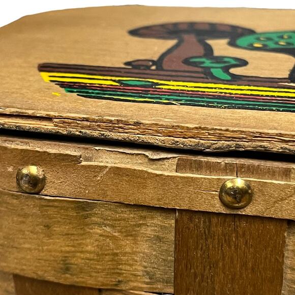 Mushroom Basket Purse Vintage Hand Painted Retro Kitsch Lined Made in Hong Kong - Picture 4 of 16